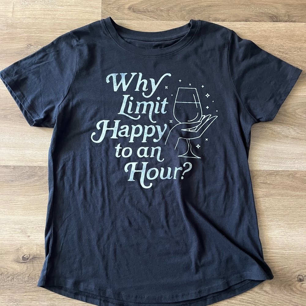 Mighty Fine Womens Wine Black Graphic Tee